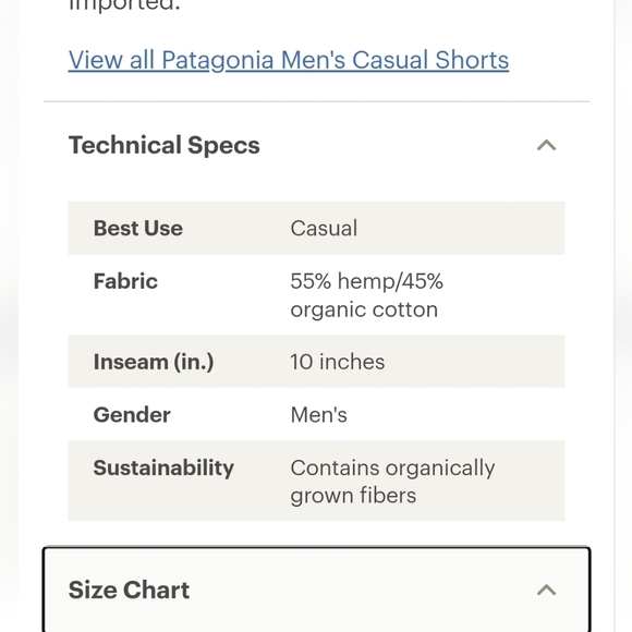 PATAGONIA Hemp/cotton Back Step Short Chambray: Mojave Khaki. Size 34 - Picture 12 of 12